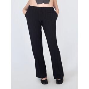 Straight Leg Pinstripe Dress Pants - Black
